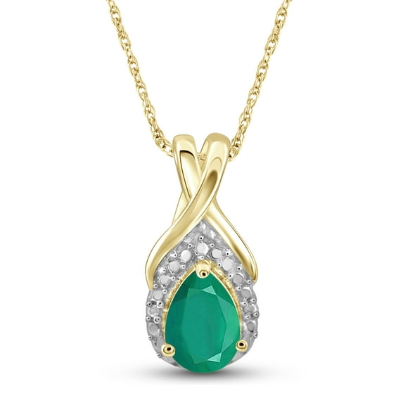 JewelersClub 3/4 Carat T.G.W. Emerald And White Diamond Accent 14k Gold Over Silver Pendant