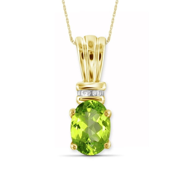 JewelersClub 3/4 Carat T.G.W. Peridot And White Diamond Accent 14K Gold Over Silver Pendant, 18"