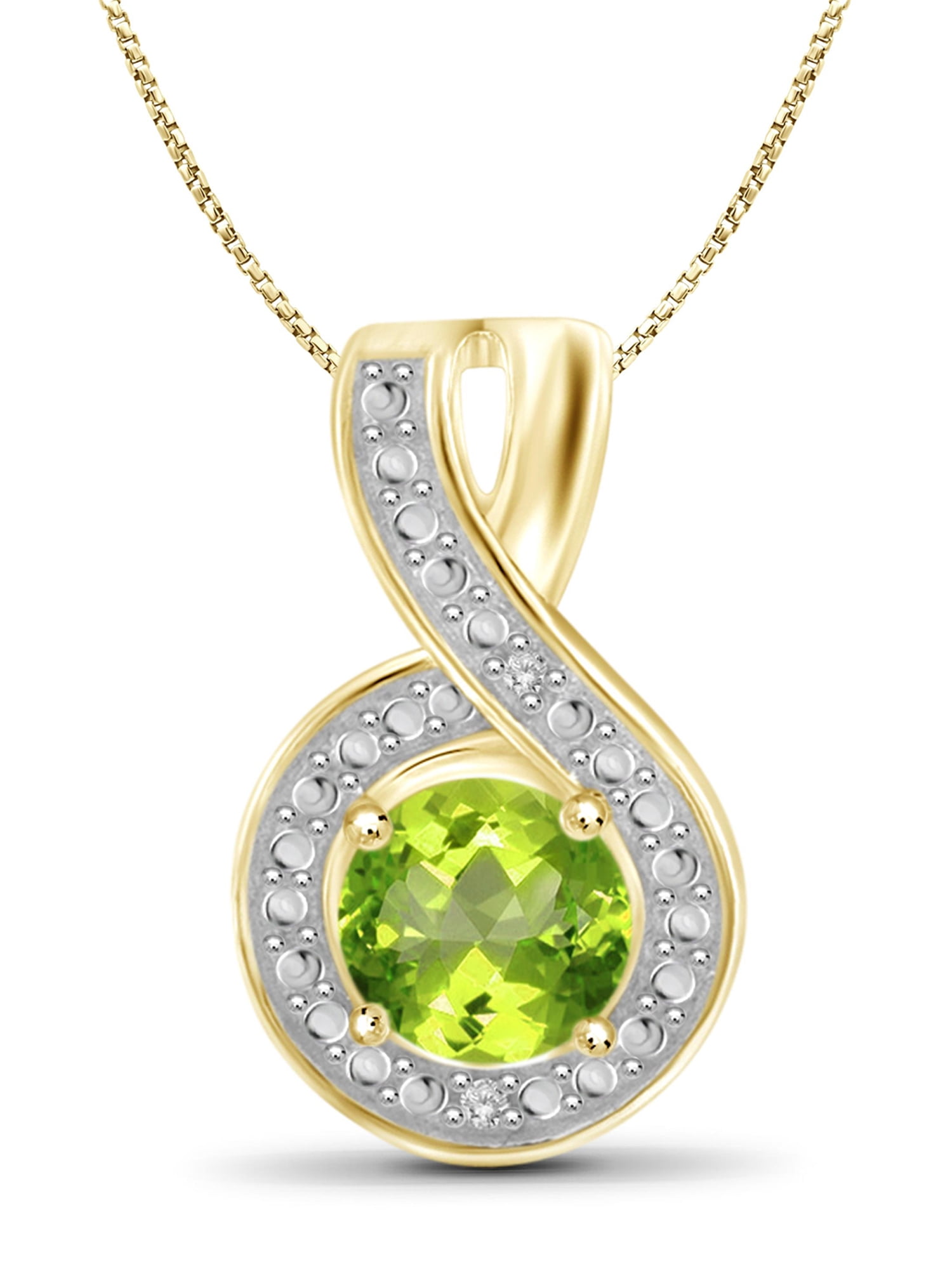 JewelersClub 3/4 Carat T.G.W. Peridot And White Diamond Accent 14k Gold Over Silver Pendant