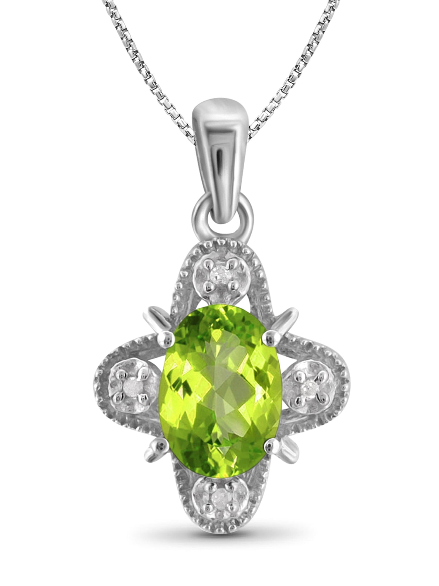 JewelersClub 3/4 Carat T.G.W. Peridot And White Diamond Accent Sterling Silver Pendant
