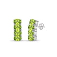 thumbnail image 1 of JewelersClub 3.85 CTW Peridot Hoop Earrings – Sterling Silver (.925)| Hypoallergenic Hoops for Women - Oval Cut Set with Push Backs, 1 of 3