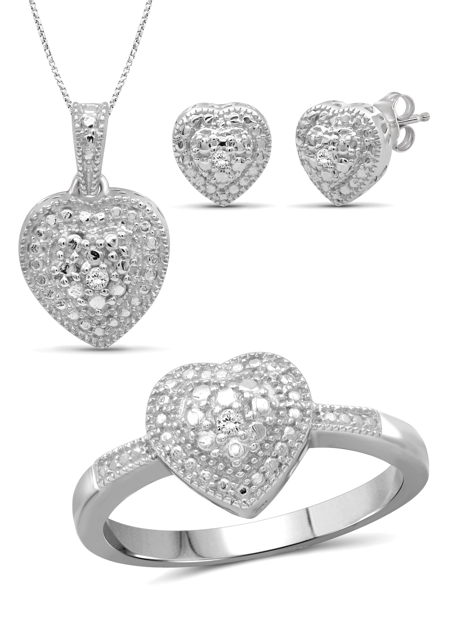 Ladies Fashion Diamond Rose Gold Ring Necklace Earrings Three-piece Set -  Walmart.com