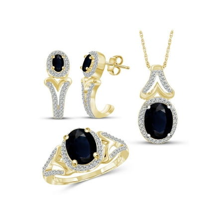 JewelersClub 4 1/2 Carat T.G.W. Sapphire And White Diamond Accent 14k Gold Over Silver 3-Piece Jewelry set