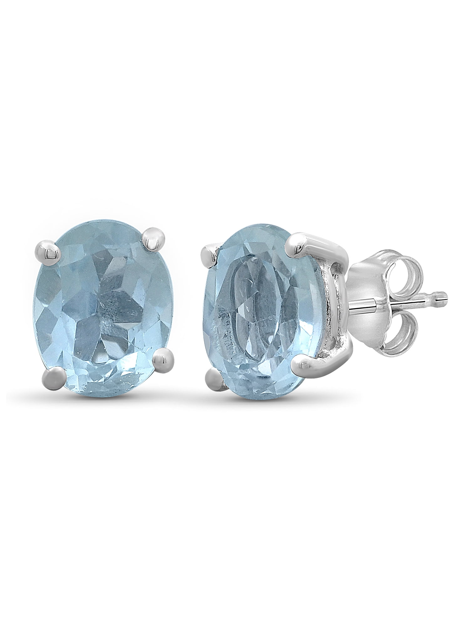JewelersClub 4.50 CTW Sky Blue Topaz Stud Earrings – Sterling Silver (.925)| Hypoallergenic Studs for Women – Oval Cut Set with Push Backs