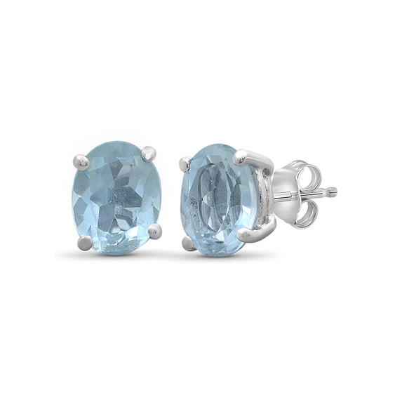 JewelersClub 4.50 CTW Sky Blue Topaz Stud Earrings – Sterling Silver (.925)| Hypoallergenic Studs for Women – Oval Cut Set with Push Backs