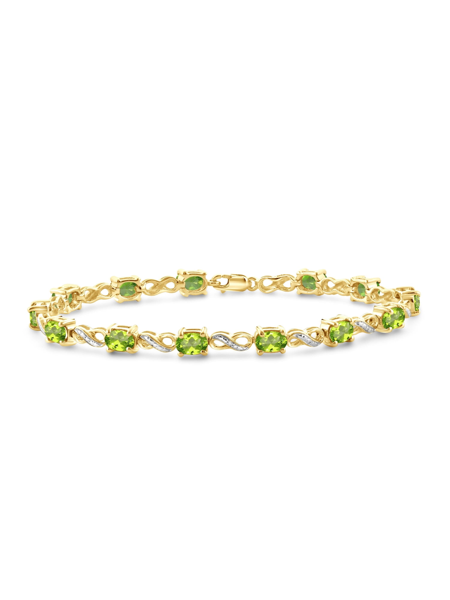 JewelersClub 6 1/4 Carat T.G.W. Peridot And White Diamond Accent 14k Gold Over Silver Bracelet