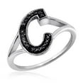 thumbnail image 1 of JewelersClub Accent Black Diamond Initial Letter Ring for Women | Customizable Sterling Silver C Alphabet Monogram Ring for Girls | Cursive Script Capital Letters | Personalized Jewelry Gift for Her, 1 of 1