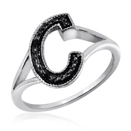 アクセサリー THE LETTERING Alphabet Ring C - Silver JewelersClub Accent White Diamond Initial Letter Ring for