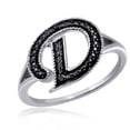 thumbnail image 1 of JewelersClub Accent Black Diamond Initial Letter Ring for Women | Customizable Sterling Silver D Alphabet Monogram Ring for Girls | Cursive Script Capital Letters | Personalized Jewelry Gift for Her, 1 of 1
