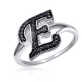 thumbnail image 1 of JewelersClub Accent Black Diamond Initial Letter Ring for Women | Customizable Sterling Silver E Alphabet Monogram Ring for Girls | Cursive Script Capital Letters | Personalized Jewelry Gift for Her, 1 of 1