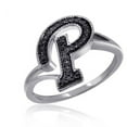 thumbnail image 1 of JewelersClub Accent Black Diamond Initial Letter Ring for Women | Customizable Sterling Silver P Alphabet Monogram Ring for Girls | Cursive Script Capital Letters | Personalized Jewelry Gift for Her, 1 of 1