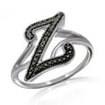 thumbnail image 1 of JewelersClub Accent Black Diamond Initial Letter Ring for Women | Customizable Sterling Silver Z Alphabet Monogram Ring for Girls | Cursive Script Capital Letters | Personalized Jewelry Gift for Her, 1 of 1