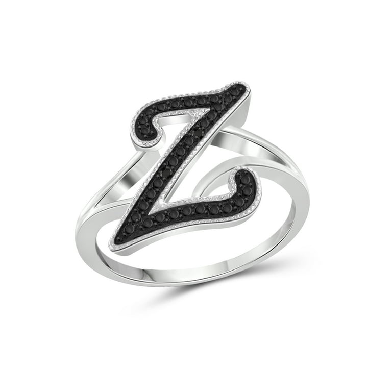 JewelersClub Accent Black Diamond Initial Letter Ring for Women