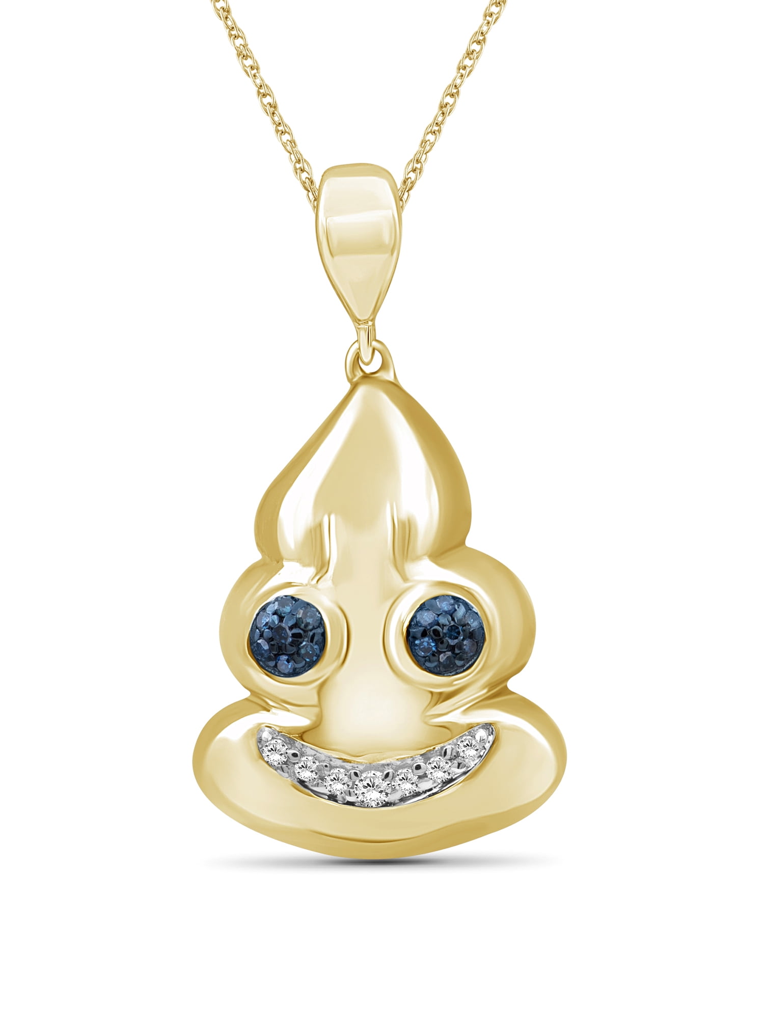 JewelersClub Accent Blue And White Diamond 14K Gold Over Silver Emoji Pendant