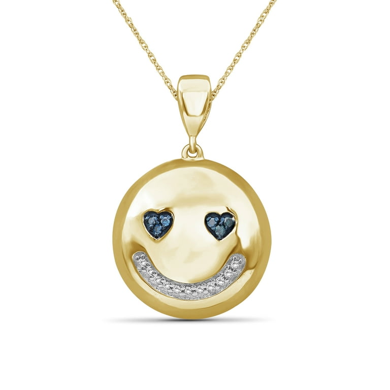【bighugclub】SMILEY necklace JewelersClub Accent Blue And White Diamond 14K Gold Over