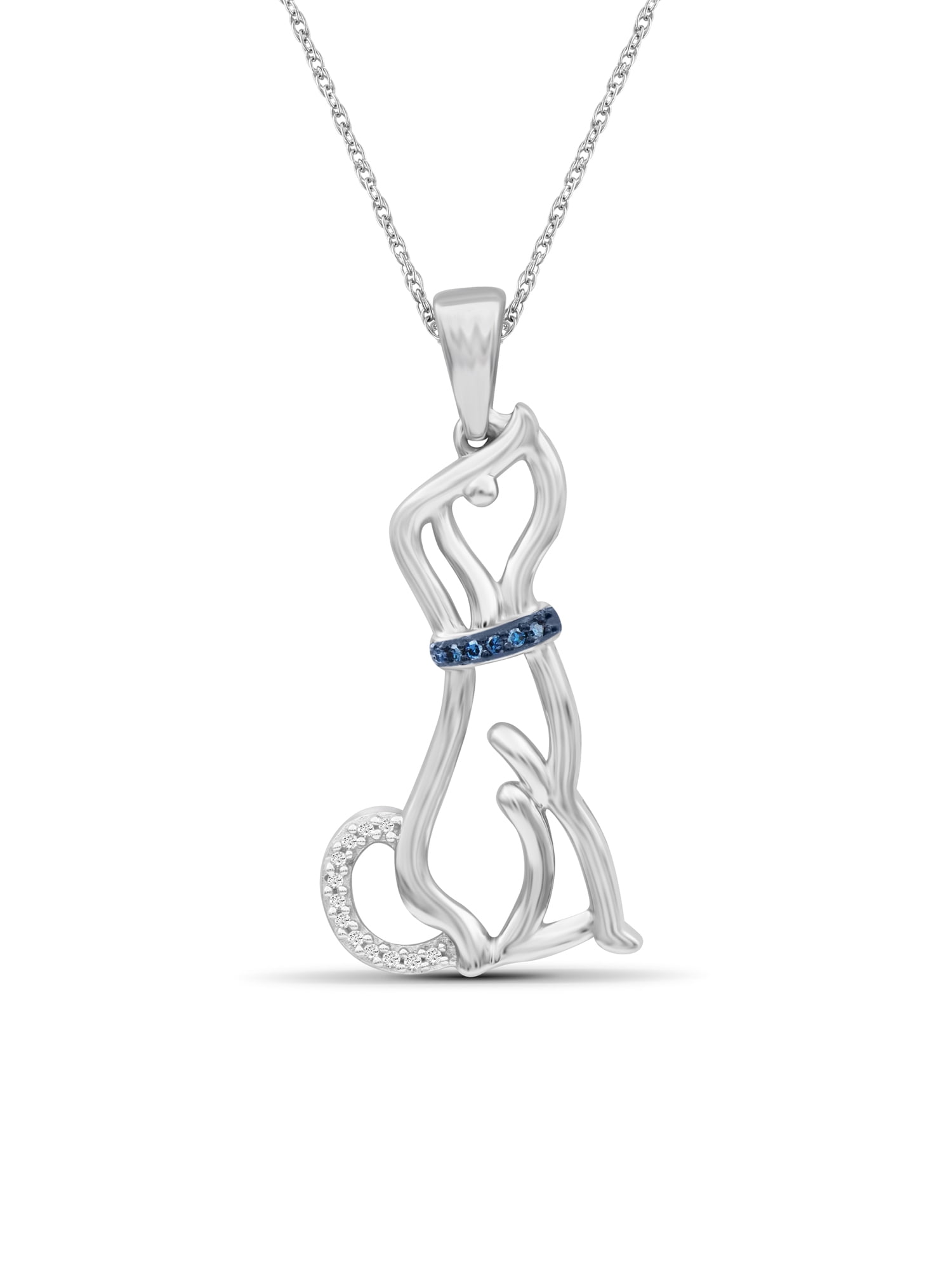 JewelersClub Accent Blue & White Diamond Sterling Silver Dog Pendant