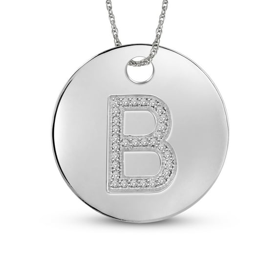 JewelersClub Accent White Diamond Initial Letter Pendant for Women | Customizable .925 Sterling Silver B Alphabet Monogram Necklaces for Girls |Capital Letters | Personalized Jewelry Gift for Her