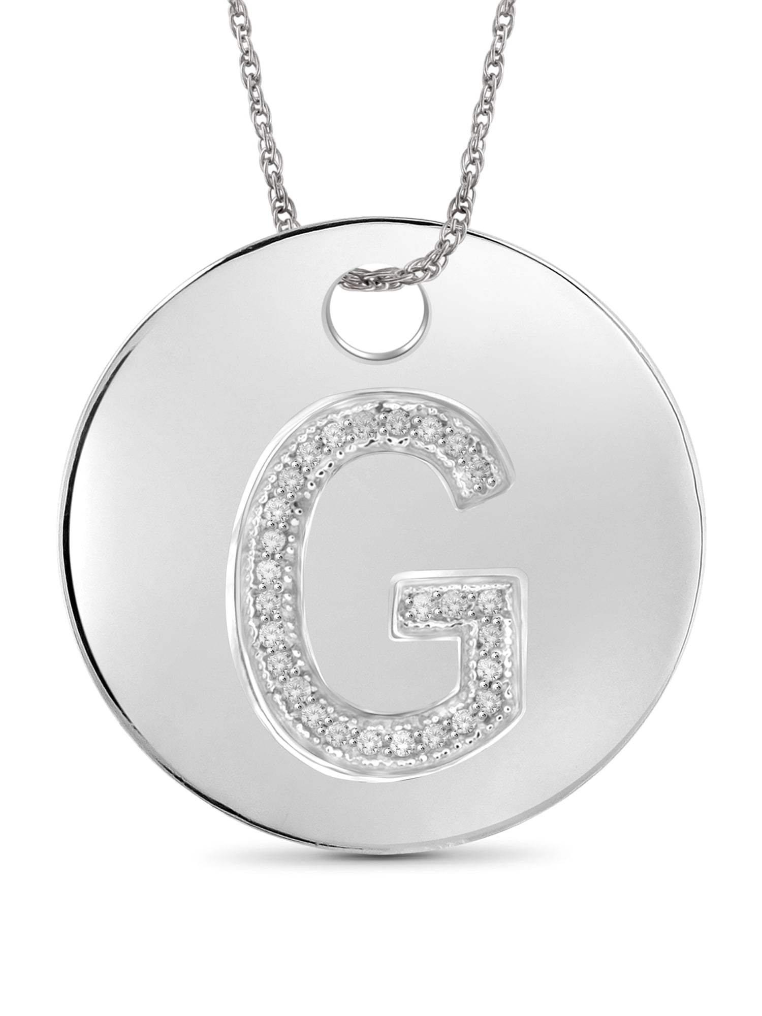 JewelersClub Accent White Diamond Initial Letter Pendant for Women | Customizable .925 Sterling Silver G Alphabet Monogram Necklaces for Girls |Capital Letters | Personalized Jewelry Gift for Her