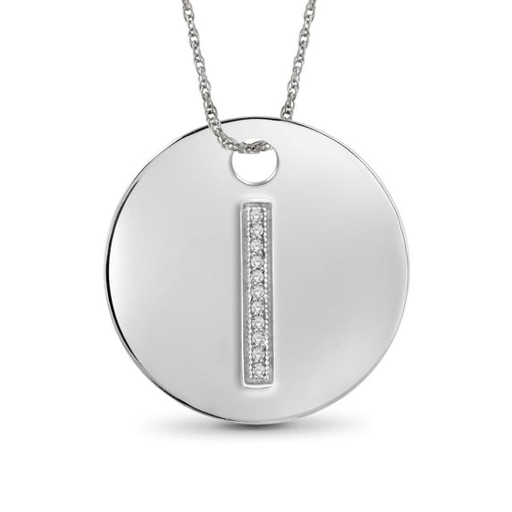 JewelersClub Accent White Diamond Initial Letter Pendant for Women | Customizable .925 Sterling Silver I Alphabet Monogram Necklaces for Girls |Capital Letters | Personalized Jewelry Gift for Her
