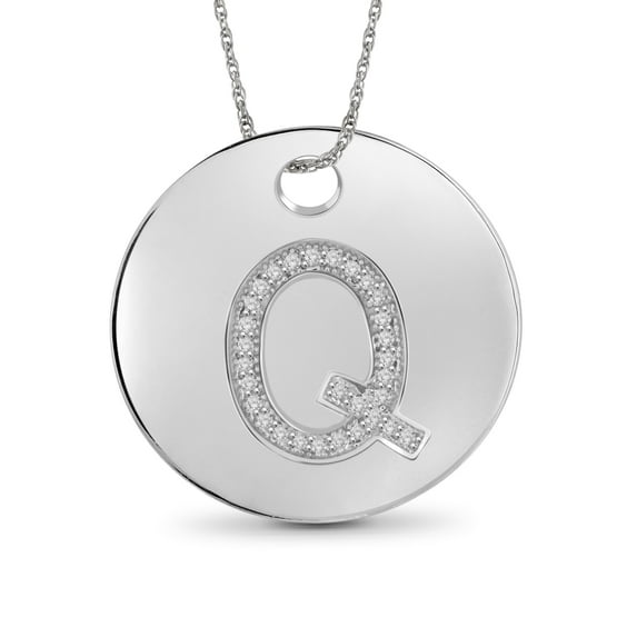 JewelersClub Accent White Diamond Initial Letter Pendant for Women | Customizable .925 Sterling Silver Q Alphabet Monogram Necklaces for Girls |Capital Letters | Personalized Jewelry Gift for Her