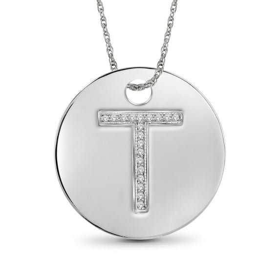 JewelersClub Accent White Diamond Initial Letter Pendant for Women | Customizable .925 Sterling Silver T Alphabet Monogram Necklaces for Girls |Capital Letters | Personalized Jewelry Gift for Her
