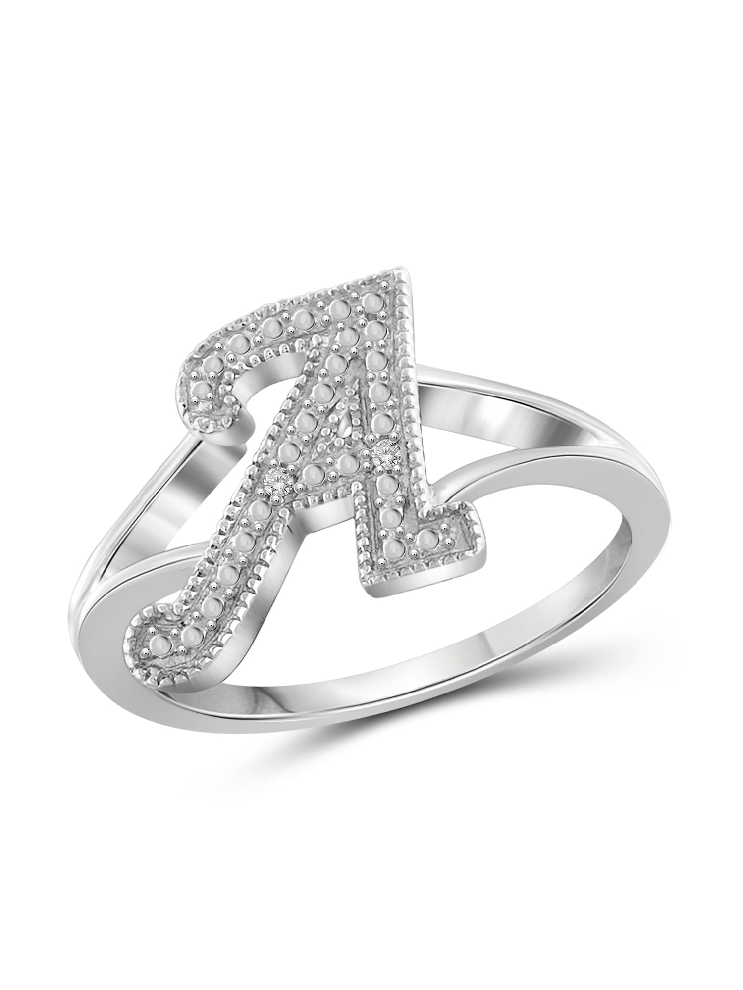 Script Letters Ring JewelersClub Accent White Diamond Initial Letter Ring for Women ...