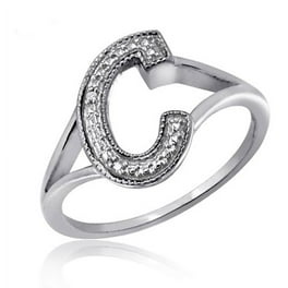アクセサリー THE LETTERING Alphabet Ring C - Silver JewelersClub Accent Black Diamond Initial Letter Ring for