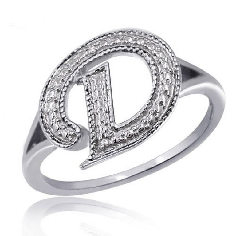 JewelersClub Accent White Diamond Initial Letter Ring for Women