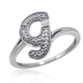 thumbnail image 1 of JewelersClub Accent White Diamond Initial Letter Ring for Women | Customizable Sterling Silver G Alphabet Monogram Ring for Girls | Cursive Script Capital Letters | Personalized Jewelry Gift for Her, 1 of 1