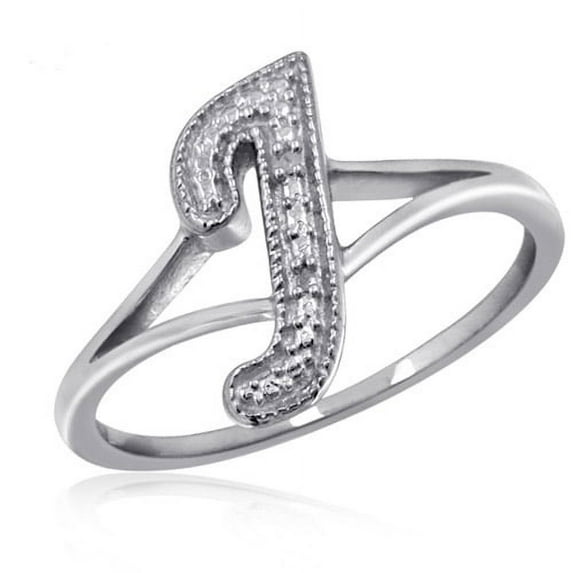 JewelersClub Accent White Diamond Initial Letter Ring for Women | Customizable Sterling Silver J Alphabet Monogram Ring for Girls | Cursive Script Capital Letters | Personalized Jewelry Gift for Her