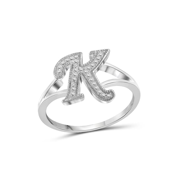 JewelersClub Accent White Diamond Initial Letter Ring for Women ...