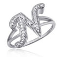 thumbnail image 1 of JewelersClub Accent White Diamond Initial Letter Ring for Women | Customizable Sterling Silver N Alphabet Monogram Ring for Girls | Cursive Script Capital Letters | Personalized Jewelry Gift for Her, 1 of 1