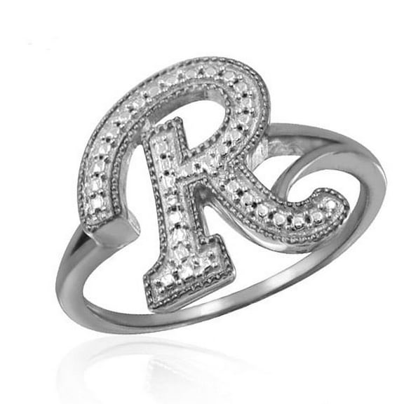 JewelersClub Accent White Diamond Initial Letter Ring for Women ...