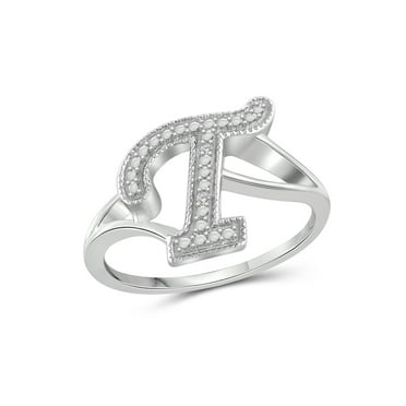 JewelersClub Accent White Diamond Initial Letter Ring for Women ...