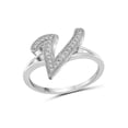thumbnail image 1 of JewelersClub Accent White Diamond Initial Letter Ring for Women | Customizable Sterling Silver V Alphabet Monogram Ring for Girls | Cursive Script Capital Letters | Personalized Jewelry Gift for Her, 1 of 4