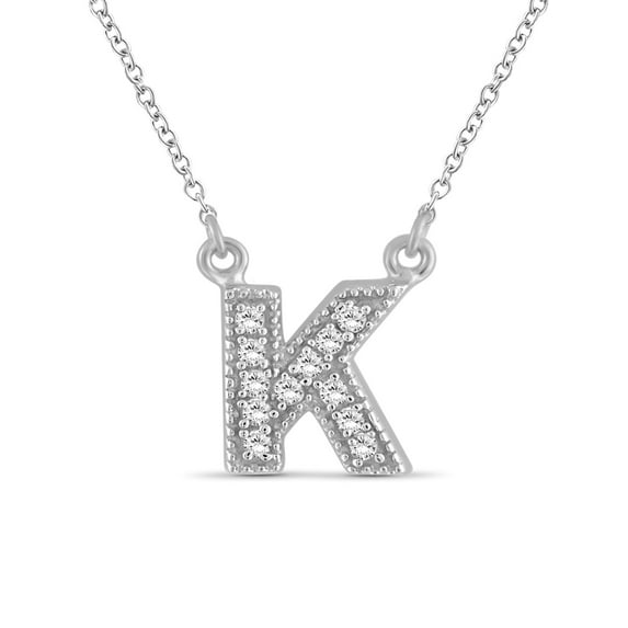 JewelersClub Accent White Diamond K Initial Sterling Silver Pendant