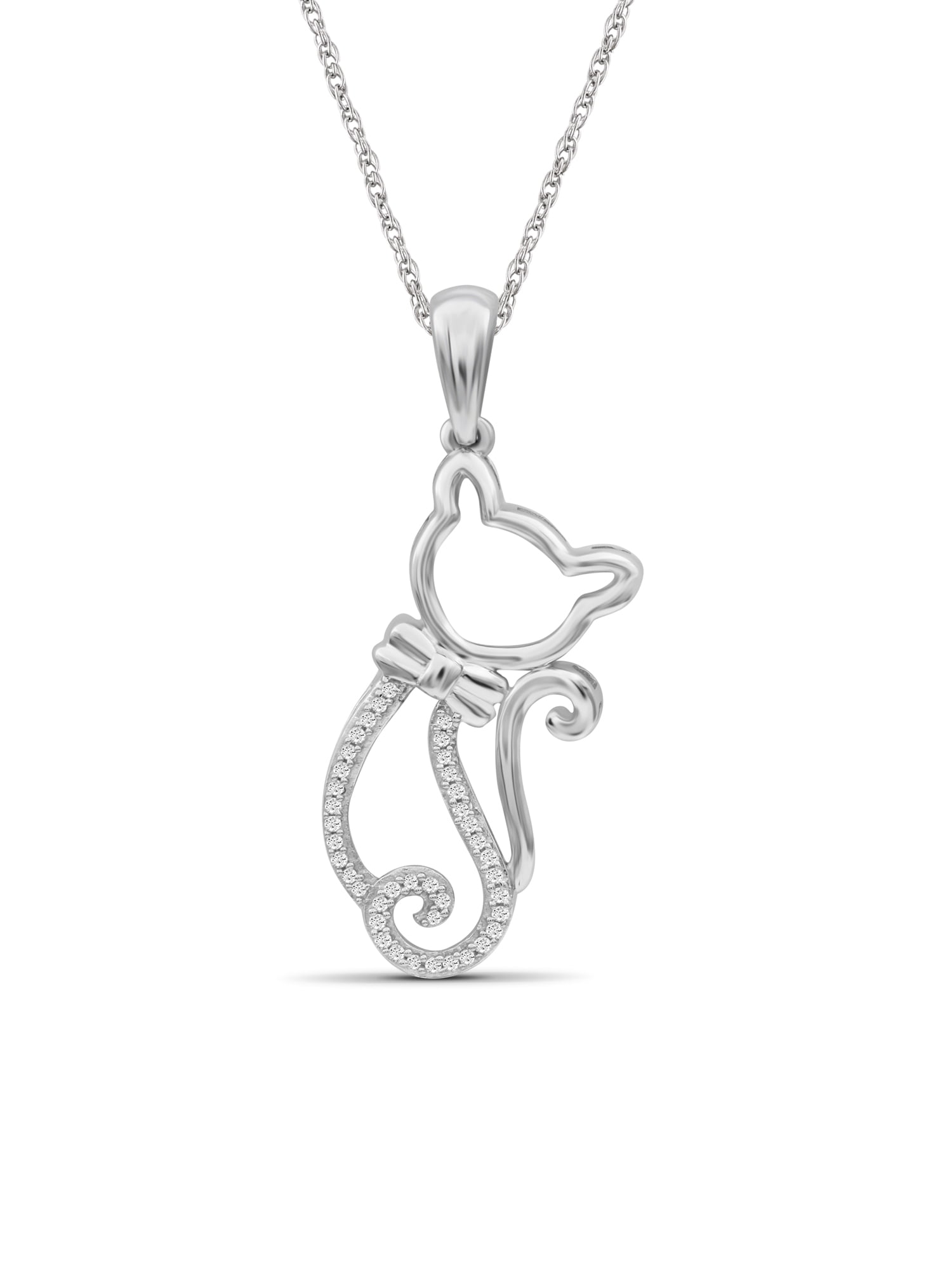 JewelersClub Accent White Diamond Sterling Silver Cat Pendant