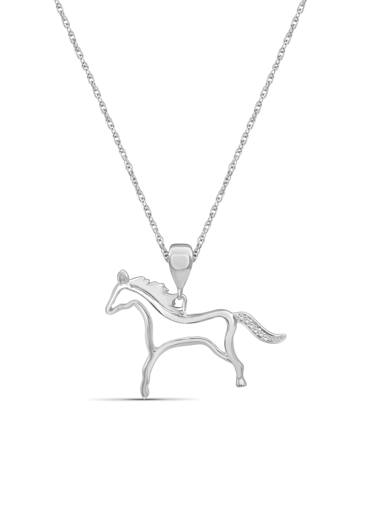 JewelersClub Accent White Diamond Sterling Silver Horse Pendant