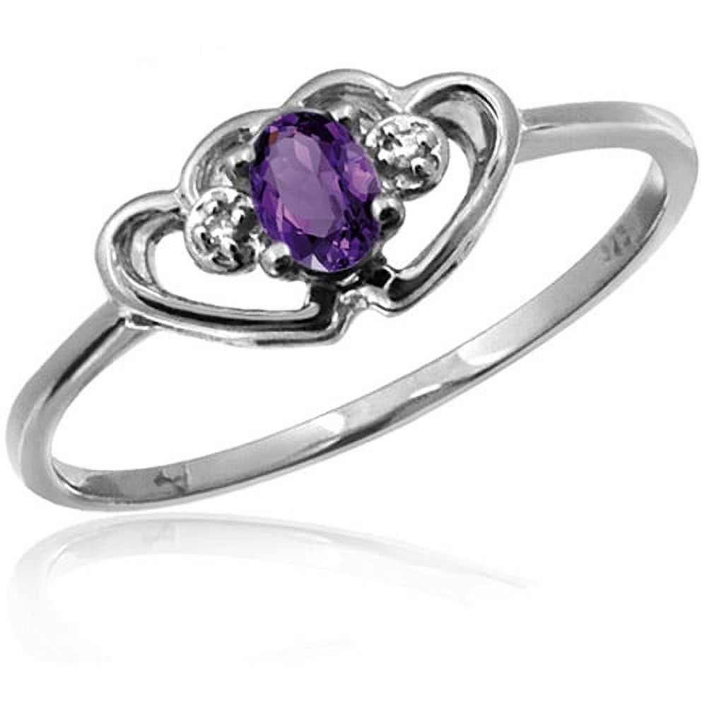 JewelersClub Amethyst Ring Birthstone Jewelry – 0.15 Carat Amethyst 0.925 Sterling Silver Ring Jewelry with White Diamond Accent – Gemstone Rings with Hypoallergenic 0.925 Sterling Silver Band - image 1 of 1