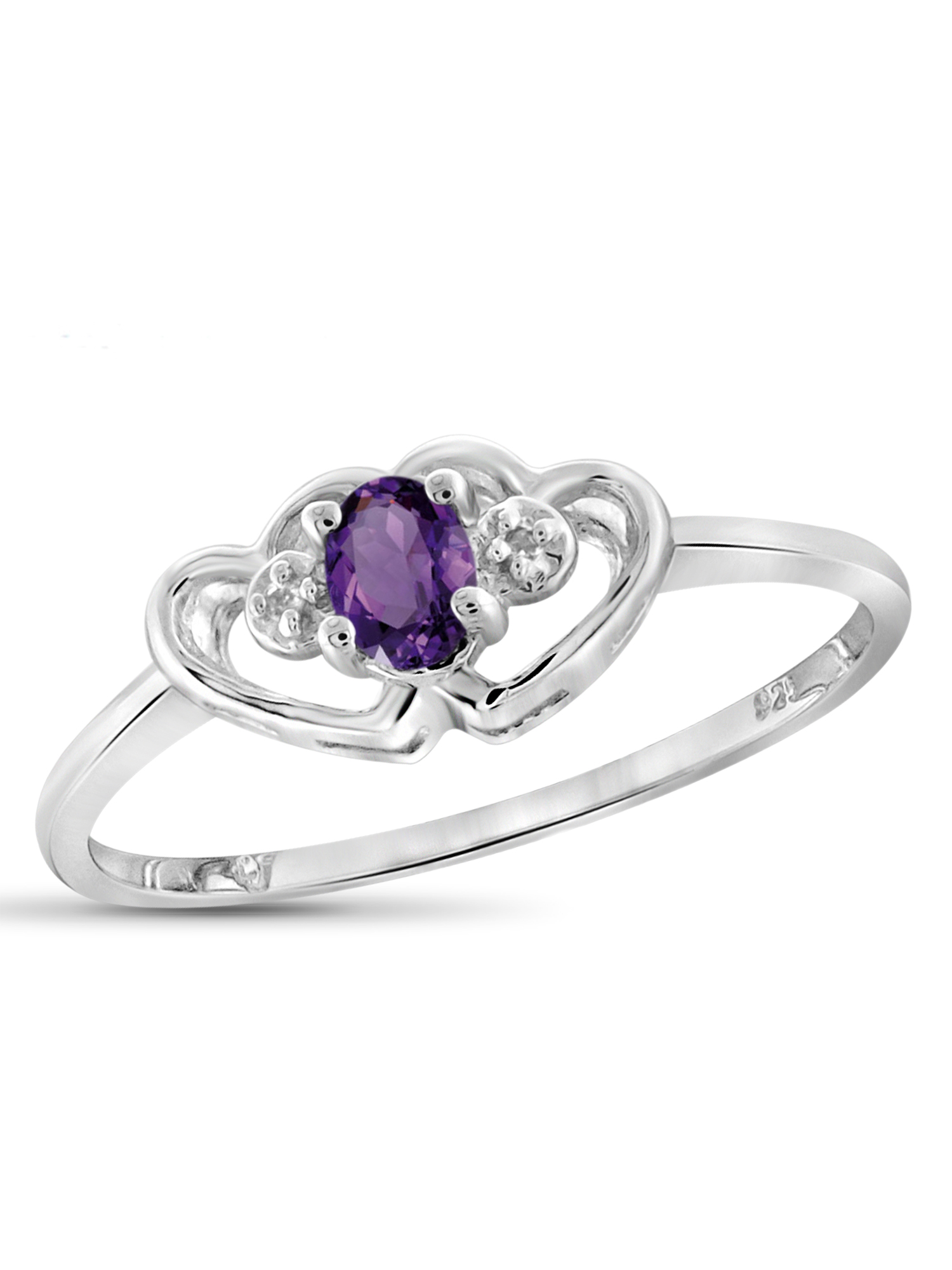 JewelersClub Amethyst Ring Birthstone Jewelry – 0.15 Carat Amethyst 0.925 Sterling Silver Ring Jewelry with White Diamond Accent – Gemstone Rings with Hypoallergenic 0.925 Sterling Silver Band - image 1 of 4