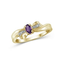 JewelersClub Amethyst Ring Birthstone Jewelry – 0.25 Carat Amethyst 14K Gold Plated Silver Ring Jewelry with White Diamond Accent – Gemstone Rings with Hypoallergenic 14K Gold Plated Silver Band
