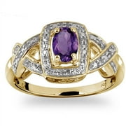 JEWELERSCLUB Amethyst Ring Birthstone Jewelry – 0.50 Carat Amethyst 14K Gold Plated Silver Ring Jewelry with White Diamond Accent – Gemstone Rings with Hypoallergenic 14K Gold Plated Silver Band