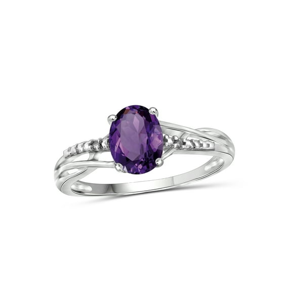 JewelersClub Amethyst Ring Birthstone Jewelry – 1.10 Carat Amethyst 0.925 Sterling Silver Ring Jewelry with White Diamond Accent – Gemstone Rings with Hypoallergenic 0.925 Sterling Silver Band