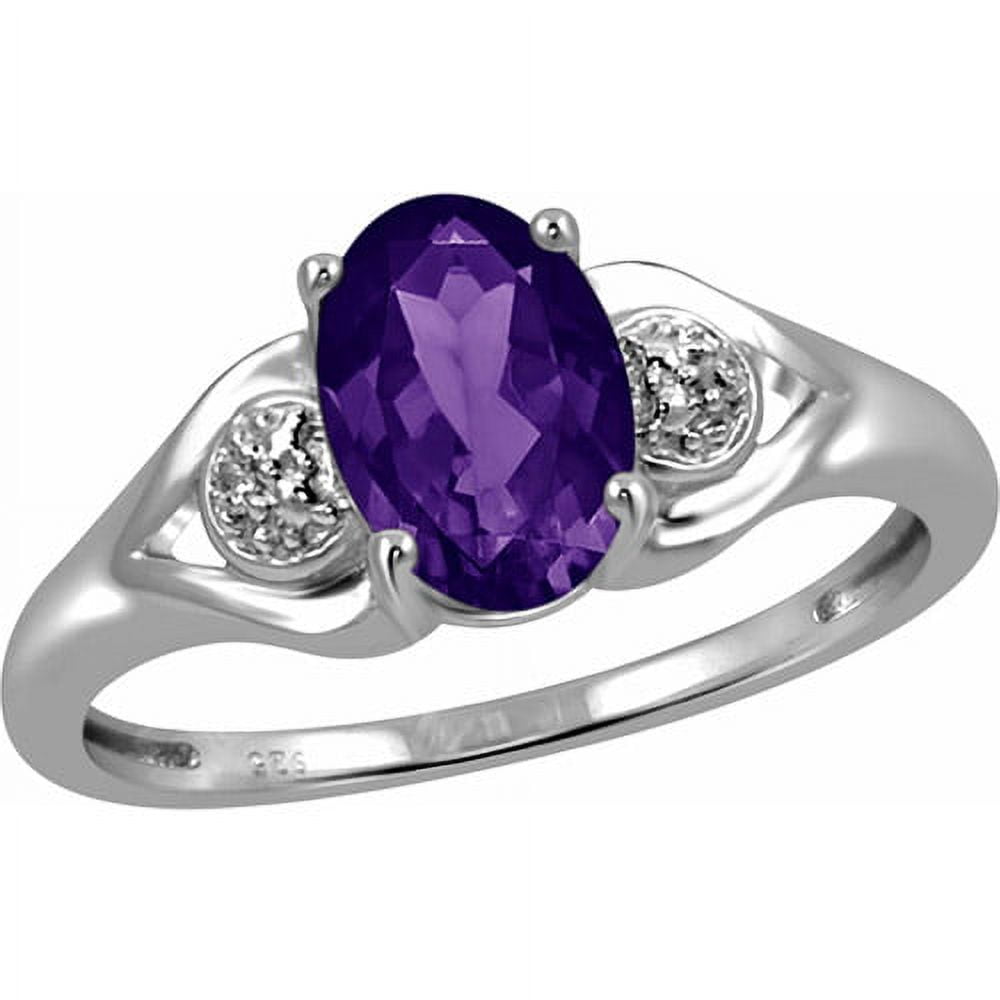 JewelersClub Amethyst Ring Birthstone Jewelry – 1.33 Carat Amethyst 0.925 Sterling Silver Ring Jewelry with White Diamond Accent– Gemstone Rings with Hypoallergenic 0.925 Sterling Silver