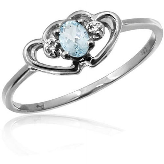 JewelersClub Aquamarine Ring Birthstone Jewelry – 0.15 Carat Aquamarine 0.925 Sterling Silver Ring Jewelry with White Diamond Accent – Gemstone Rings with Hypoallergenic 0.925 Sterling Silver Band