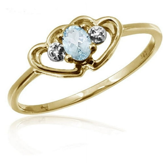 JewelersClub Aquamarine Ring Birthstone Jewelry – 0.15 Carat Aquamarine 14K Gold Plated Silver Ring Jewelry with White Diamond Accent – Gemstone Rings with Hypoallergenic 14K Gold Plated Silver Band
