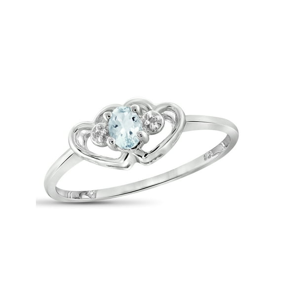JewelersClub Aquamarine Ring Birthstone Jewelry – 0.15 Carat Aquamarine 0.925 Sterling Silver Ring Jewelry with White Diamond Accent – Gemstone Rings with Hypoallergenic 0.925 Sterling Silver Band