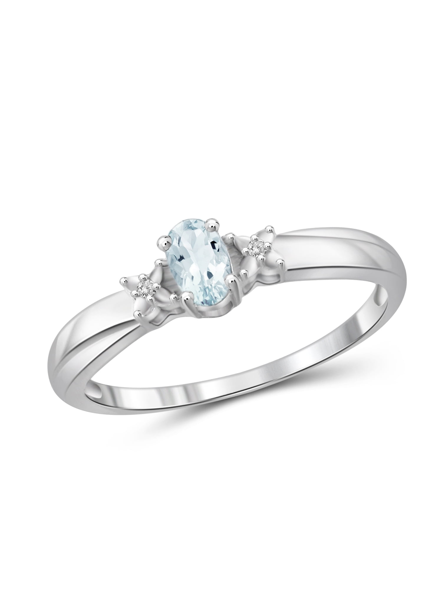 JewelersClub Aquamarine Ring Birthstone Jewelry – 0.25 Carat Aquamarine 0.925 Sterling Silver Ring Jewelry with White Diamond Accent – Gemstone Rings with Hypoallergenic 0.925 Sterling Silver Band