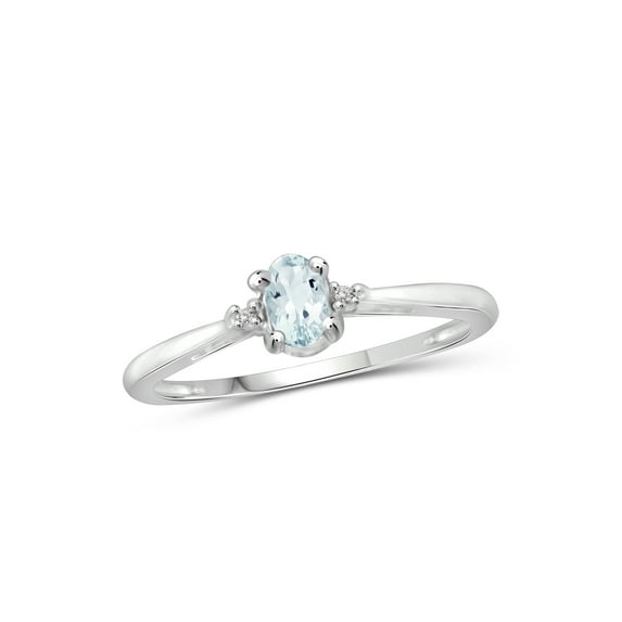JewelersClub Aquamarine Ring Birthstone Jewelry – 0.25 Carat Aquamarine 0.925 Sterling Silver Ring Jewelry with White Diamond Accent – Gemstone Rings with Hypoallergenic 0.925 Sterling Silver Band