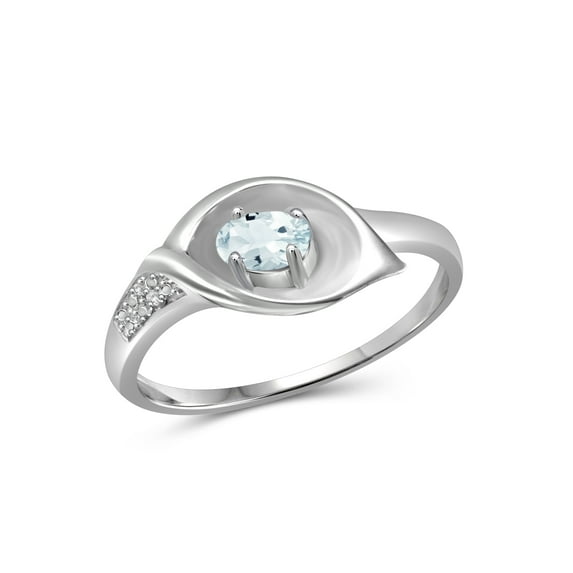 JewelersClub Aquamarine Ring Birthstone Jewelry – 0.25 Carat Aquamarine 0.925 Sterling Silver Ring Jewelry with White Diamond Accent – Gemstone Rings with Hypoallergenic 0.925 Sterling Silver Band